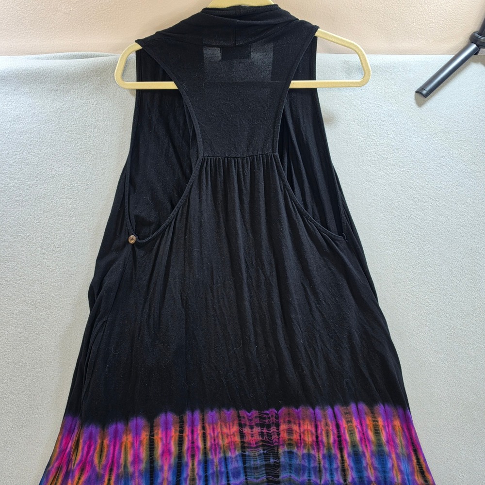Kathmandu Imports Boho Tie Dye High Low Open Front Vest OS Purple Psychedelic - Picture 9 of 11